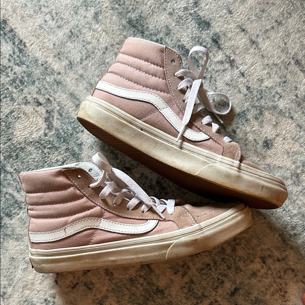 Vans Muted Pink Canvas Suede High-Top Sneakers